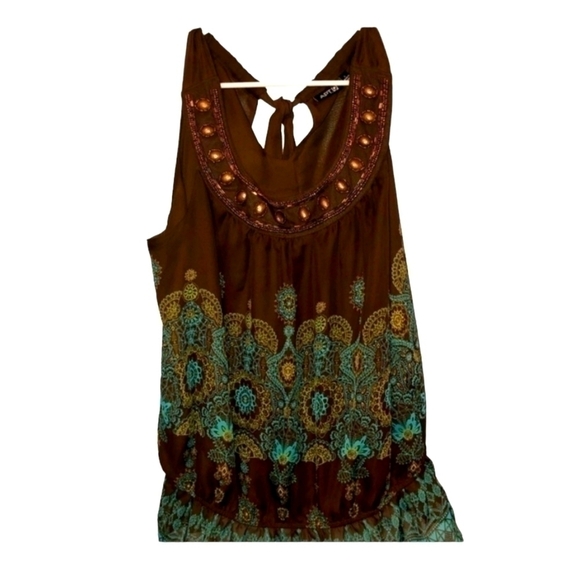 Apt. 9 size large teal and brown top. - Picture 1 of 12
